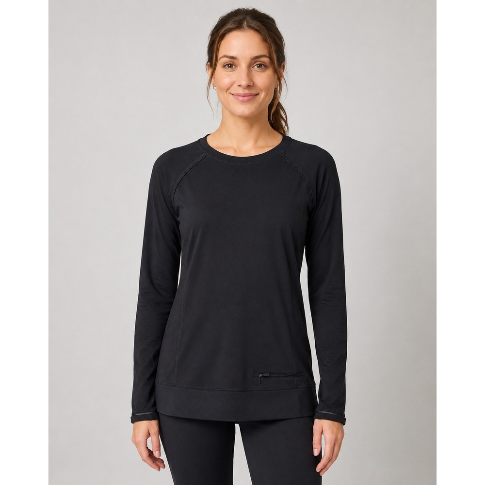 Lululemon Black Full Tilt Long Sleeve Mesh Back Top with Zip Pocket Medium